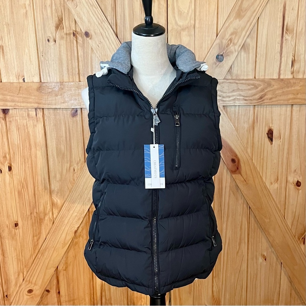 Creatmo US Black Quilted Puffer Vest with High Collar